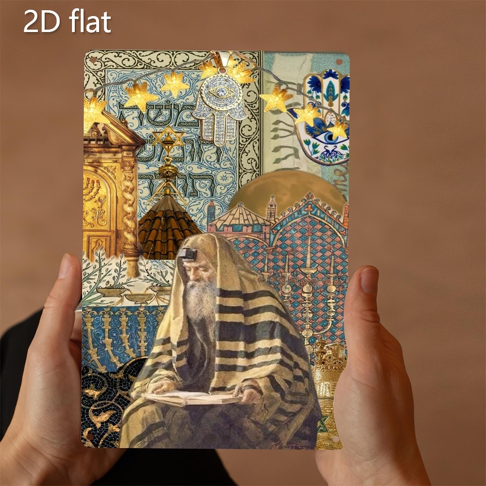 Wall Art - CIFBUY ป้ายโลหะอลูมิเนียมลายผู้สูงอายุชาวยิวสไตล์วินเทจ ขนาด 8x8 นิ้ว กันน้ำ
