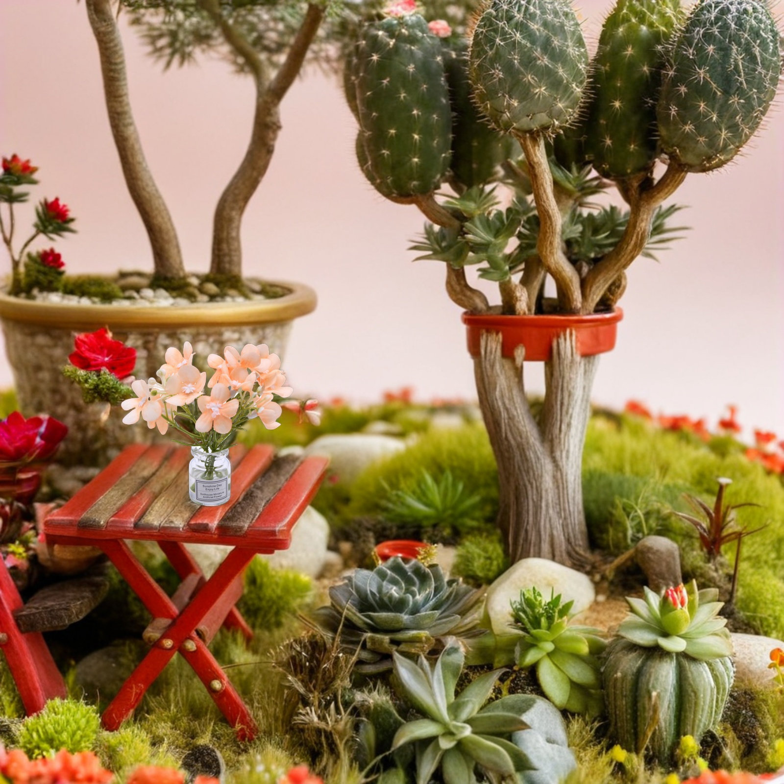 Vase Decor - ชุดแจกันดอกไม้จิ๋ว 3 ชิ้น สำหรับตกแต่งบ้านตุ๊กตา DIY บนโต๊ะ