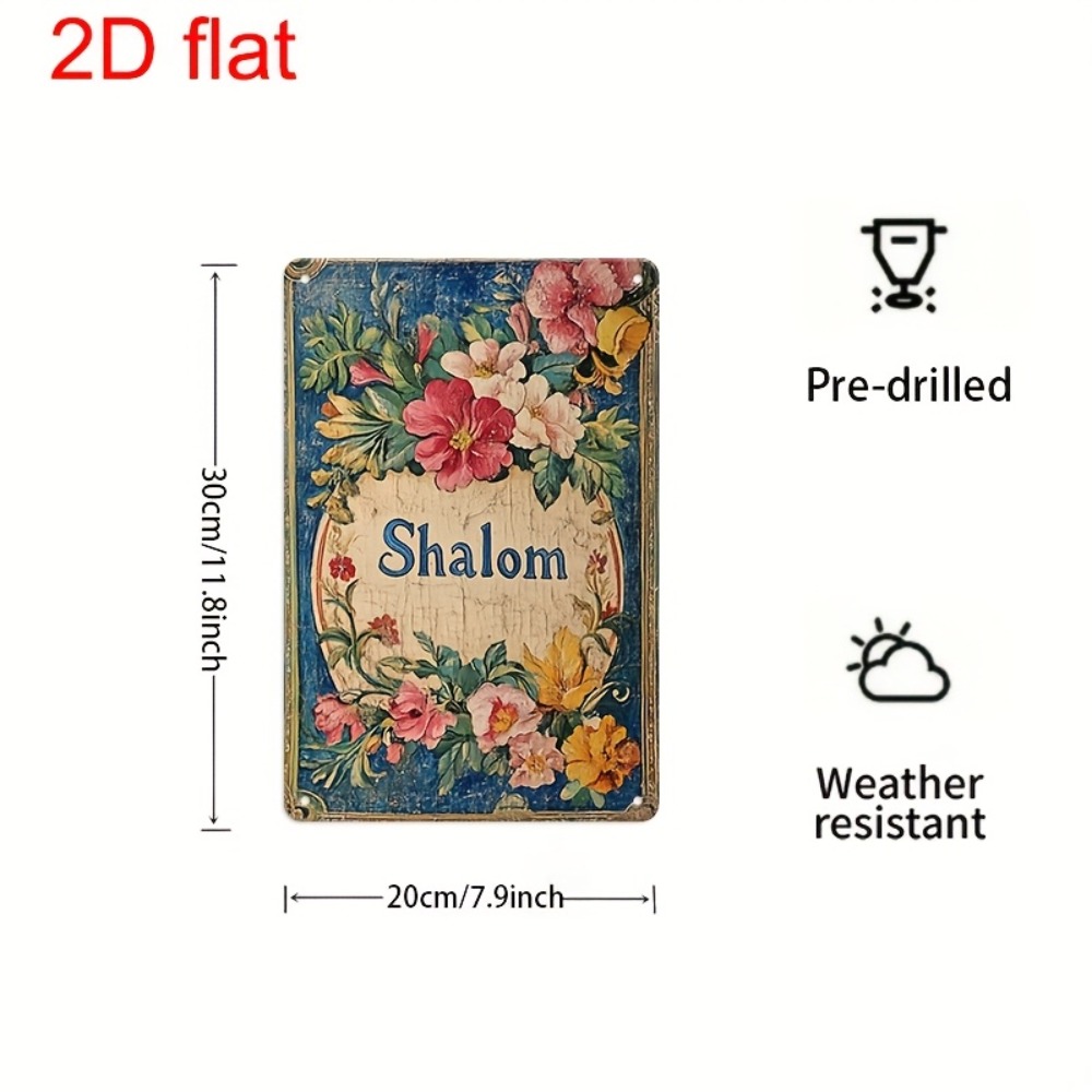 Wall Art - CIFBUY ป้ายโลหะอลูมิเนียมลายดอกไม้สไตล์วินเทจ ขนาด 8x8 นิ้ว กันน้ำ