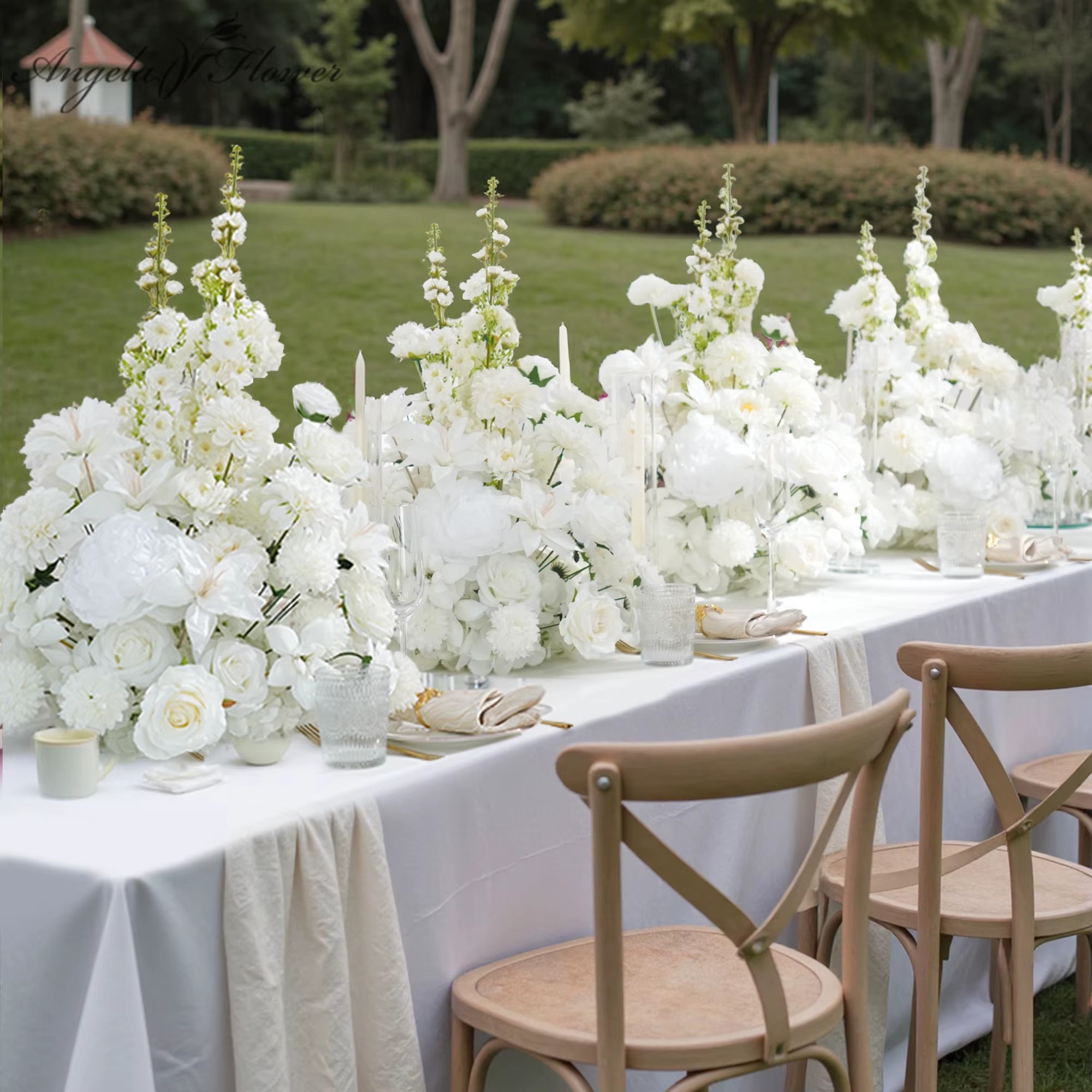 A8966 ช่อดอกไม้ประดิษฐ์ทรงกลมส - Table Runner บทวิจารณ์และราคา